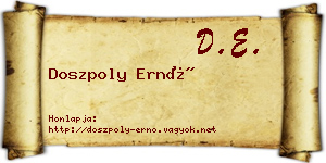 Doszpoly Ernő névjegykártya